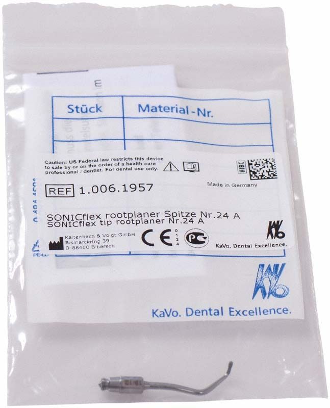 Verpackung der SONICflex rootplaner Spitze Form 24A, kontrawinklig klein links.