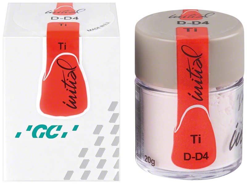 GC Initial Ti Dentin DD4 in Kunststoffdose mit rotem Etikett.