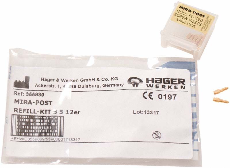 Nachfüllset Mirapost® vergoldet S5 mit 12 Schraubpfosten.