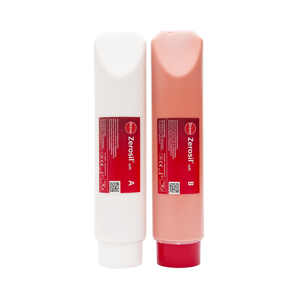 Zwei Zerosil soft 875ml Tuben, weiß und rosa, mit rotem Etikett.