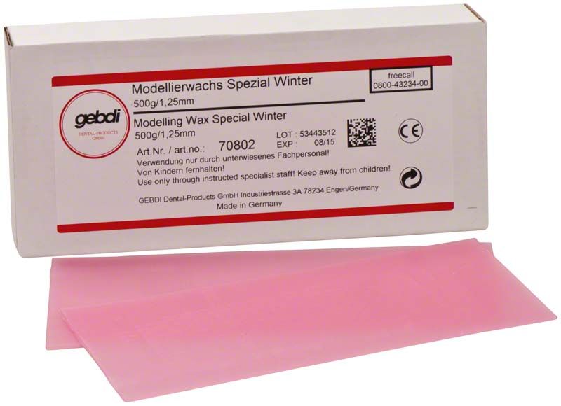 Modellierwachs Spezial Winter 500g Packung mit rosa Wachsplatten.