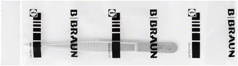 Anatomische Pinzette mittelbreit 13cm in steriler Verpackung.