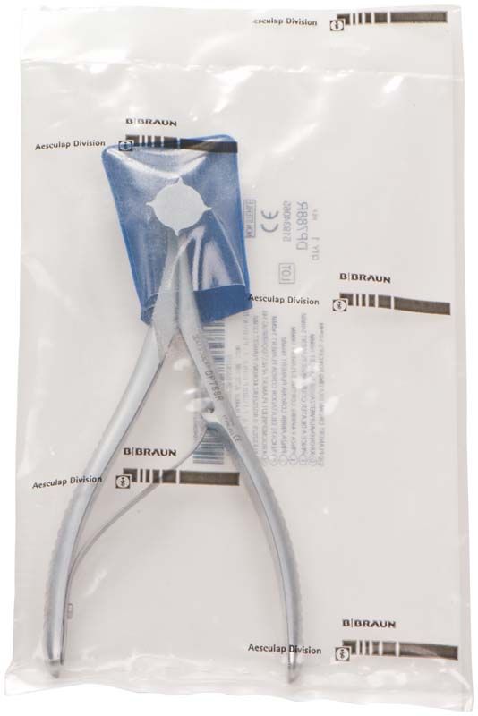 Kronenaufweitzange PLANERT in steriler Verpackung mit blauem Schutzüberzug.