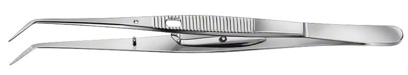 Zahnpinzette LONDON-COLLEGE gerieft mit Schloss in silberner Farbe.