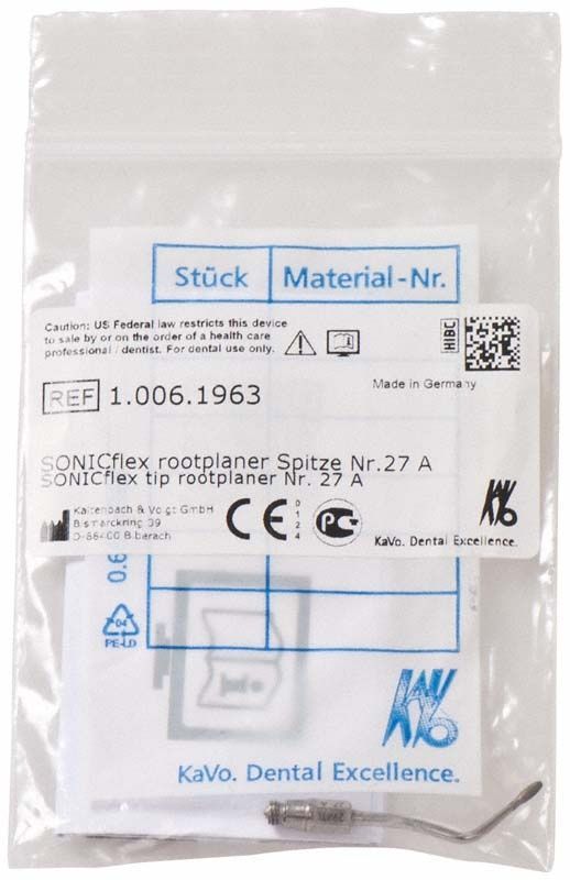 SONICflex rootplaner Spitze Form 27A in Verpackung mit Etikett.