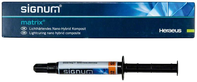 Signum matrix sekundär dentin SD2 in Spritze vor Verpackung.