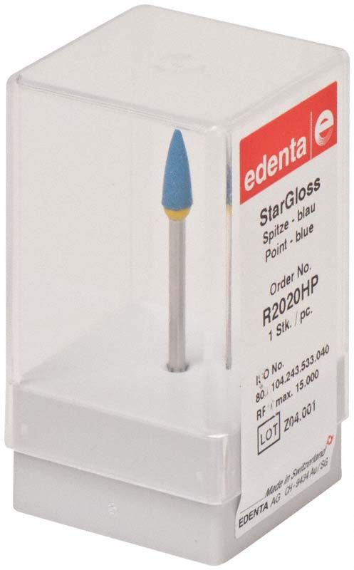 Keramikpolierer StarGloss blau in transparenter Verpackung mit Produktetikett.