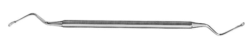 Doppelkürette für zahnärztliche Chirurgie mit gewinkelten Enden.