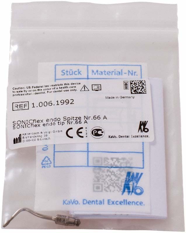 SONICflex endo Spitze Form 66A im versiegelten Beutel mit Etikett.
