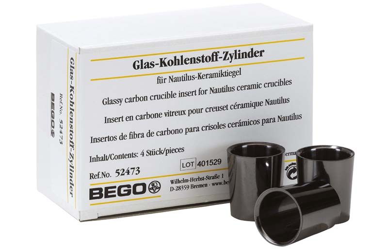 Glas-Kohlenstoff-Zylinder für Nautilus-Keramiktiegel mit Verpackung.