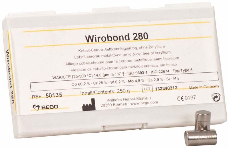 Wirobond® 280 Kobalt-Chrom-Legierungspackung mit 250g Inhalt.