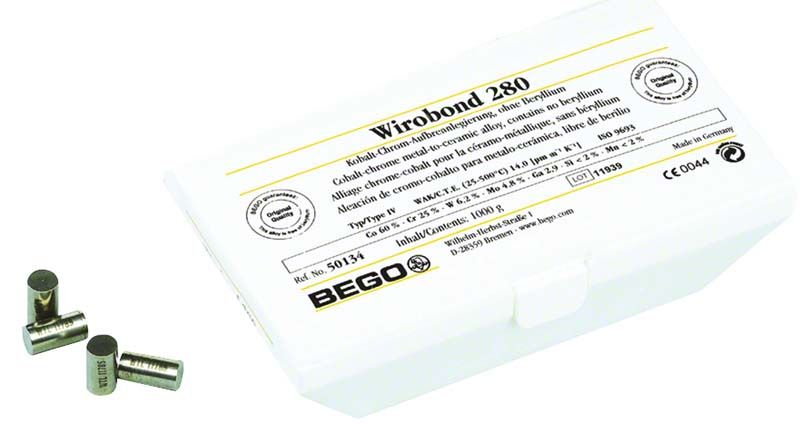Wirobond® 280 1000g Kobalt-Basis-Aufbrennlegierung in weißer Verpackung.