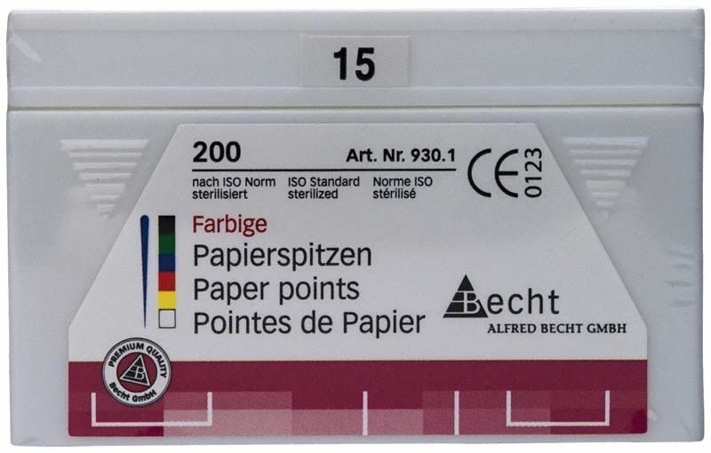 Farbige Papierspitzen Gr. 015 in weißer Verpackung, 200 Stück.