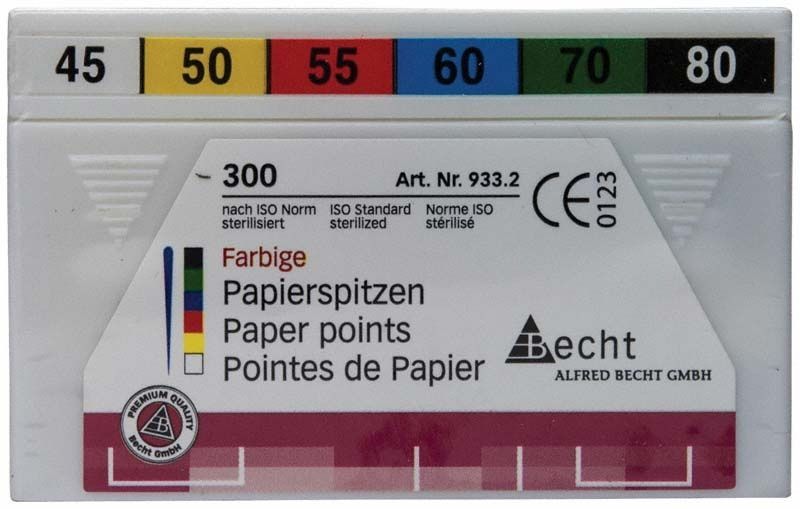 Farbige Papierspitzen von Alfred Becht in Größen 45-80, 300 Stück.