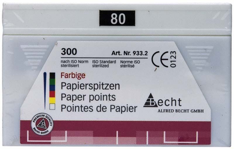 Farbige Papierspitzen Gr. 080 von Alfred Becht in Verpackung.