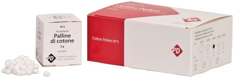 Wattestäbchen PD Wattekügelchen Gr. 3 in weißer Verpackung.