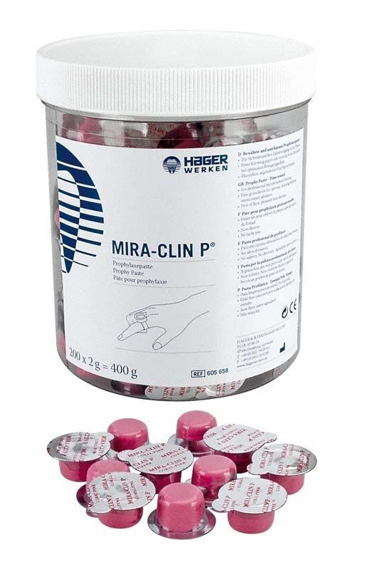 Mira-Clin P Prophylaxepaste, 200 x 2g Behälter mit Einzelportionen.