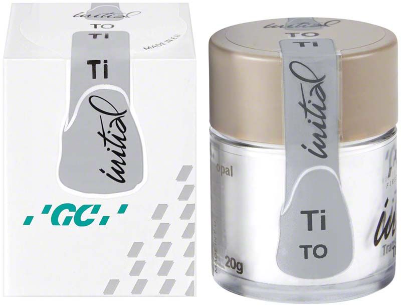 GC Initial Ti Translucent TO Keramikpulver in Glasbehälter mit Verpackung.