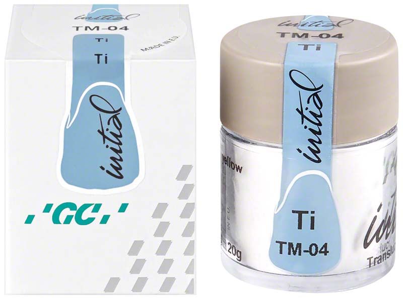 Transparenter Modifikator GC Initial Ti TM-04 in Verpackung und Behälter.