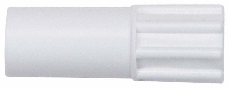 Weißer Mirasuc Adapter von 6mm auf 11mm für dentale Absaugkanülen.
