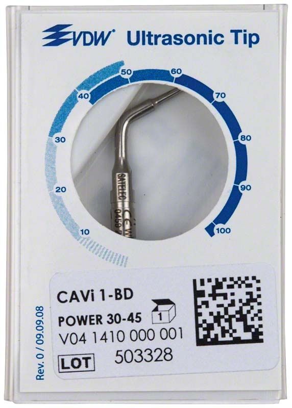 Ultraschallansatz CAVI 1-BD in Verpackung mit Produktinformationen.