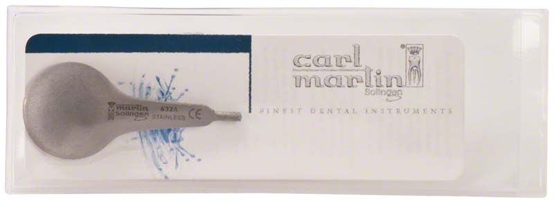 Wangenabhalter HILGER aus Edelstahl in transparenter Verpackung.