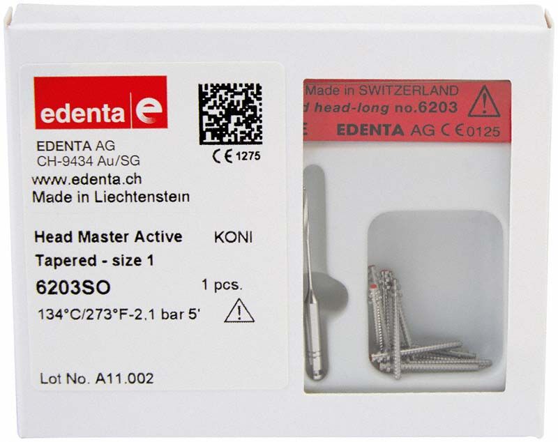 Head Master Active konische Dentalinstrumente Gr.1 in Verpackung.
