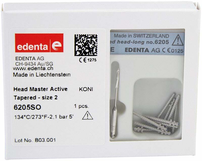Head Master Active konisch Größe 2 in Verpackung mit Einzelbohrer.