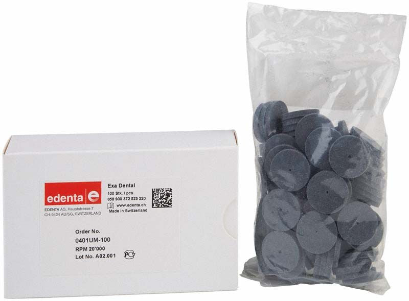 Exa Dental Polierer schwarz unmontiert, 100er Packung, große grobe Scheiben.
