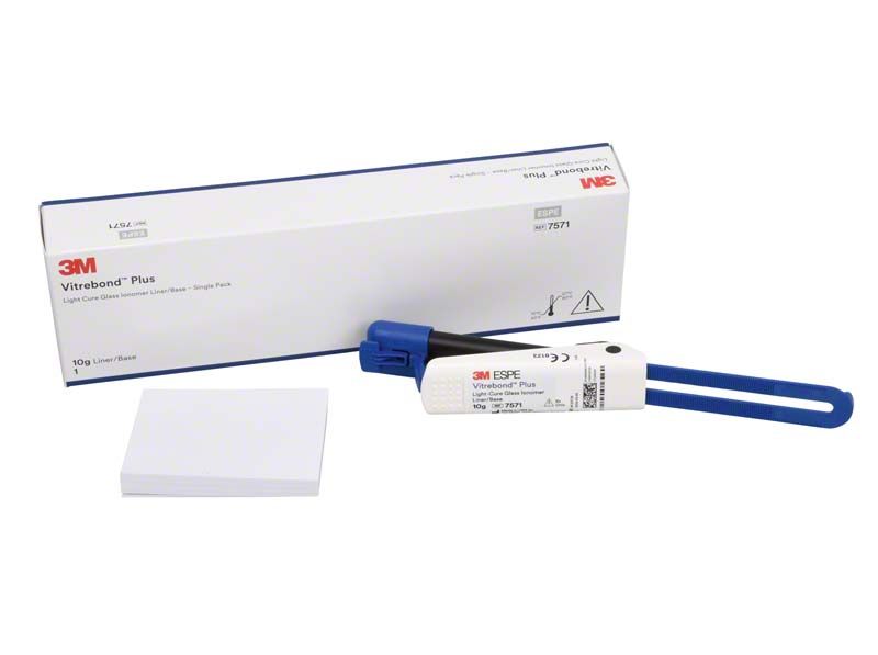 Vitrebond Plus Clicker Intro Kit mit Dispenser und Verpackung.