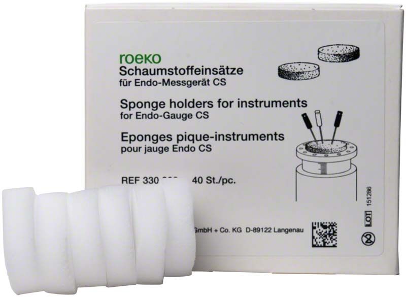 ROEKO Ablageschwämmchen für Endo-Messgerät CS, Verpackung mit Schwämmchen.