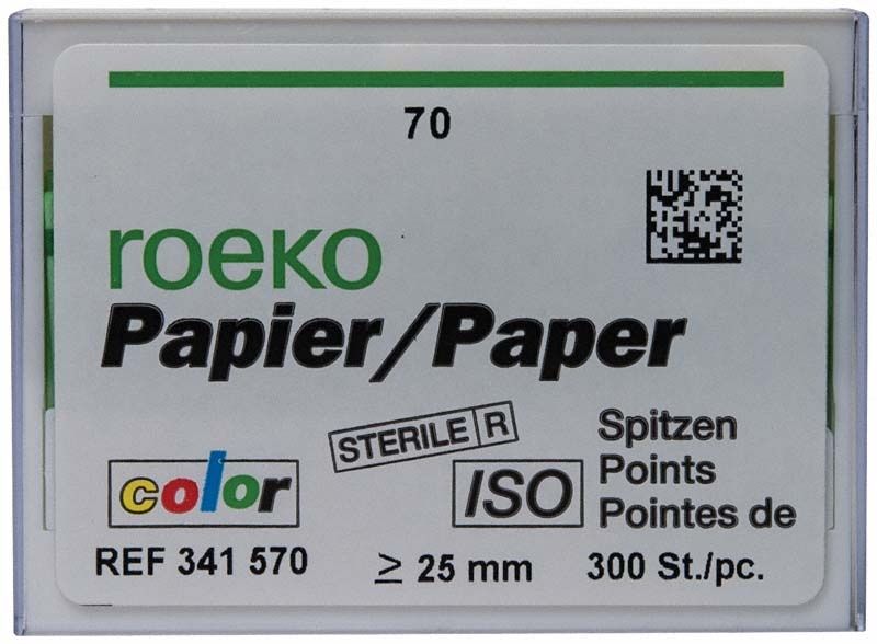 ROEKO Papierspitzen Gr. 070 grün in Vorratspackung mit ISO-Farbcodierung.