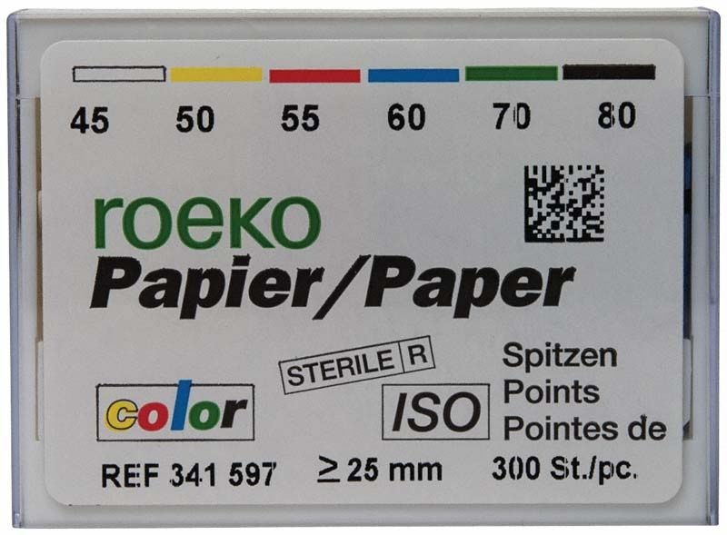 Roeko Papierspitzen color Vorratspackung Gr. 045-080 sortiert mit Farbcodierung.