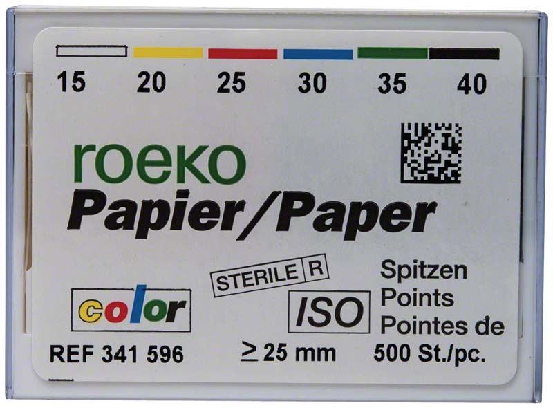 ROEKO Papierspitzen Vorratspackung, farbcodiert, Größe 015-040, 500 Stück.