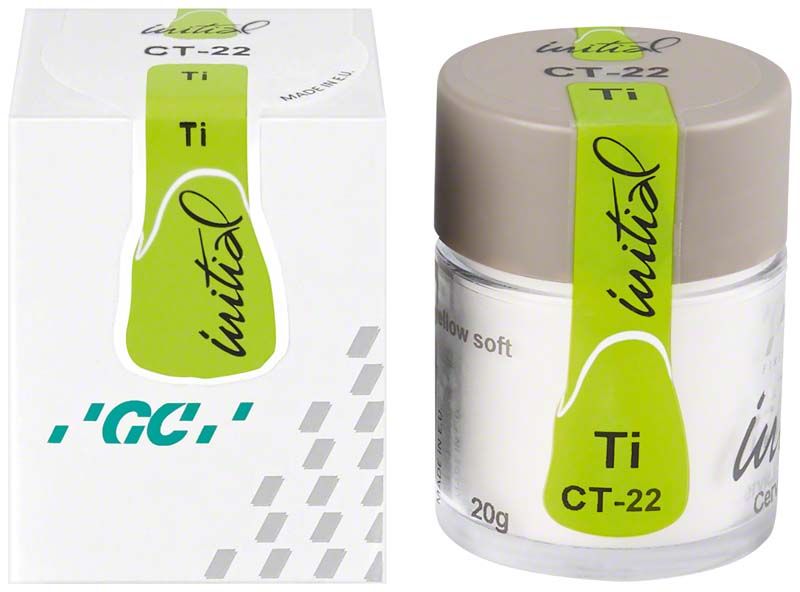 Glasbehälter mit GC Initial Ti Cervical Translucent CT-22 Zahnkeramik.