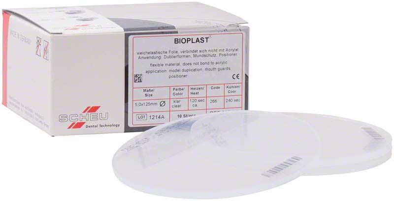 Weichelastische BIOPLAST® Tiefziehfolien für dentalen Gebrauch, 10 Stück, 5,0mm.
