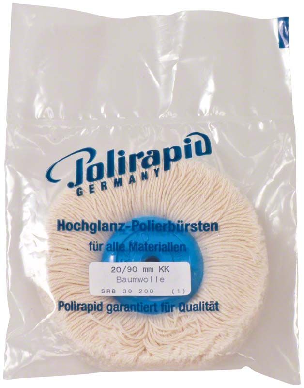 Hochglanzpolierbürste mit Baumwollgarn in Kunststoffverpackung, 20/90 mm KK.