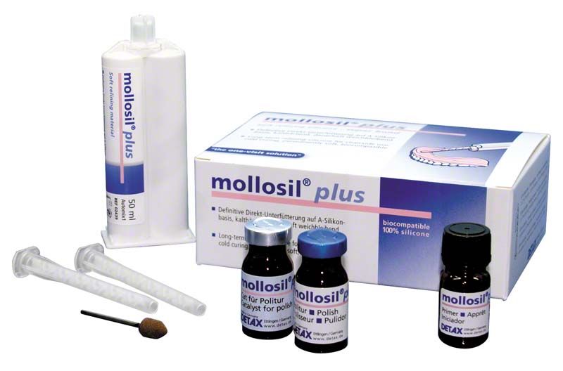 mollosil® plus Automix 1 Set mit Kartusche, Fläschchen und Applikationszubehör.