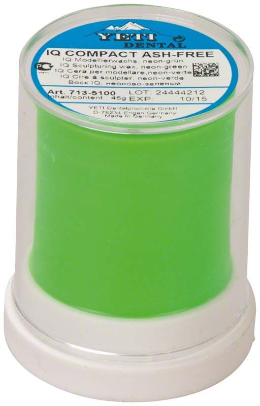 IQ Compact Modellierwachs neongrün in transparenter Kunststoffverpackung.