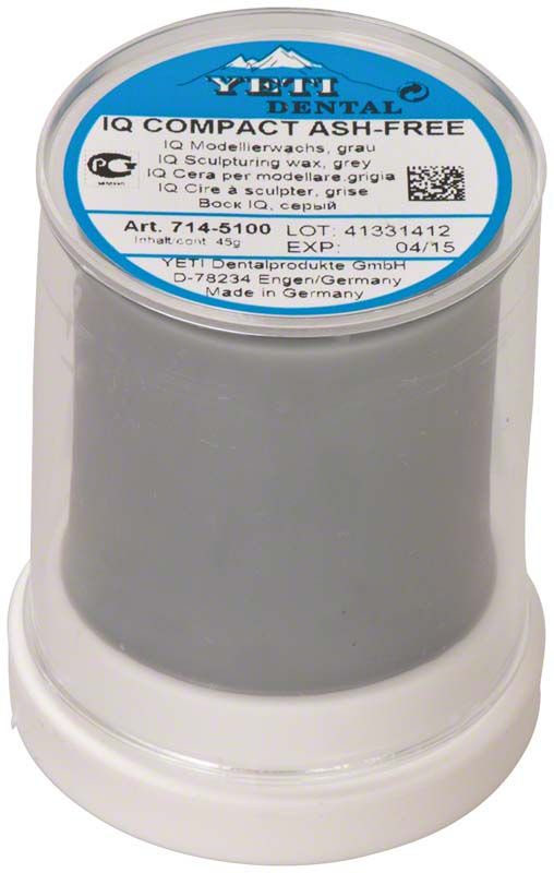 IQ Compact Wachs in grauer Zylinderform von Yeti Dentalprodukte.