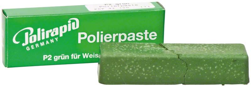 Polierpaste Polirapid P2 in grüner Verpackung für Zahnreinigung.