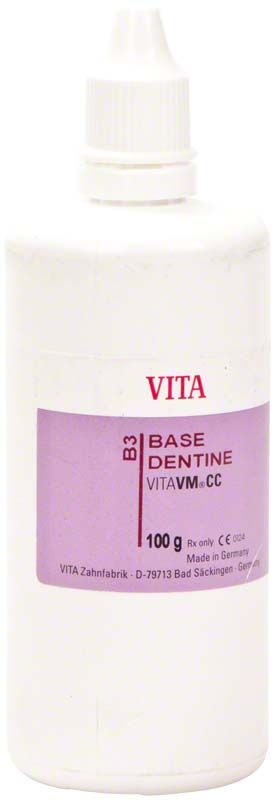 VITA VITAVM®CC BASE DENTINE B3, 100g Flasche mit Etikett.
