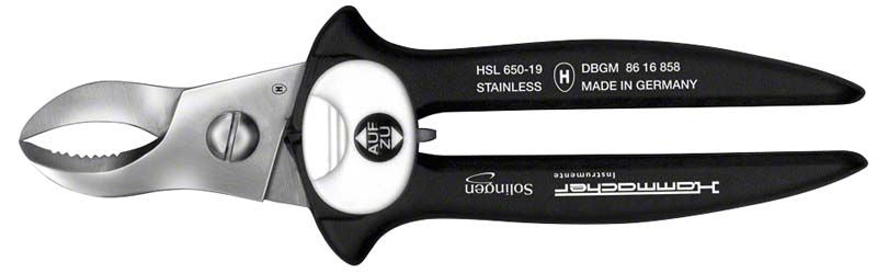 Hartgipsschneidezange mit ergonomischem Griff und Edelstahlklingen.