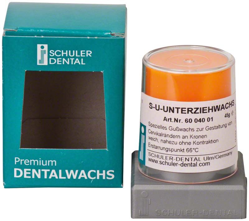 S-U-Unterziehwachs gelb, weich, in Originalverpackung mit Schuler Dental-Logo.