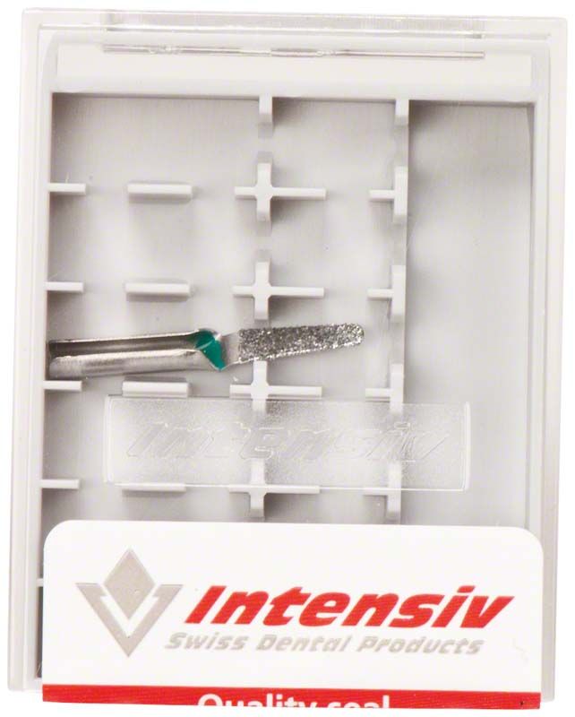 Einseitig diamantiertes PROXOSHAPE PS0 120µm Dentalinstrument in Verpackung.