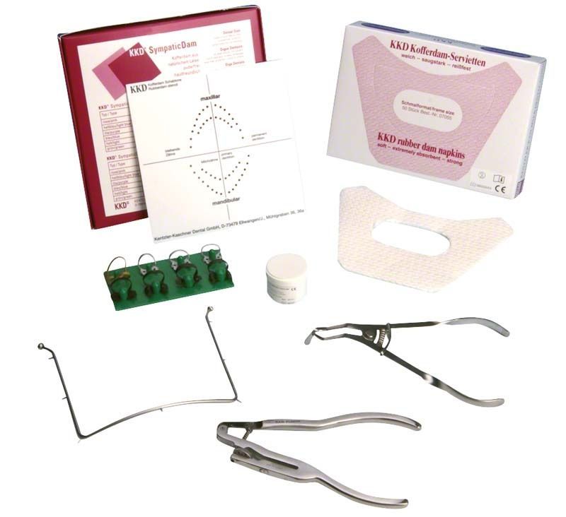 KKD Kofferdam Starter Kit mit Lochzange, Klammern und Zubehör.