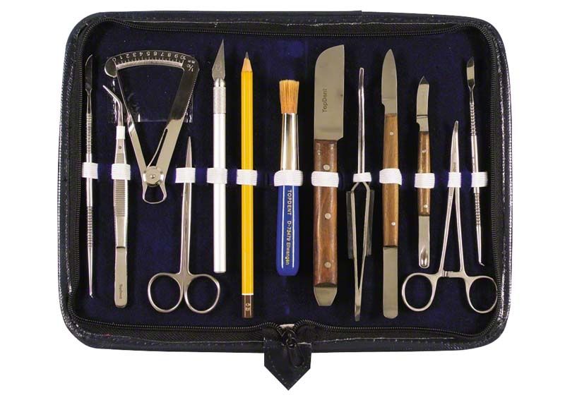 TOPDENT® Ausbildungsset mit verschiedenen Dentalwerkzeugen in einer schwarzen Tasche.