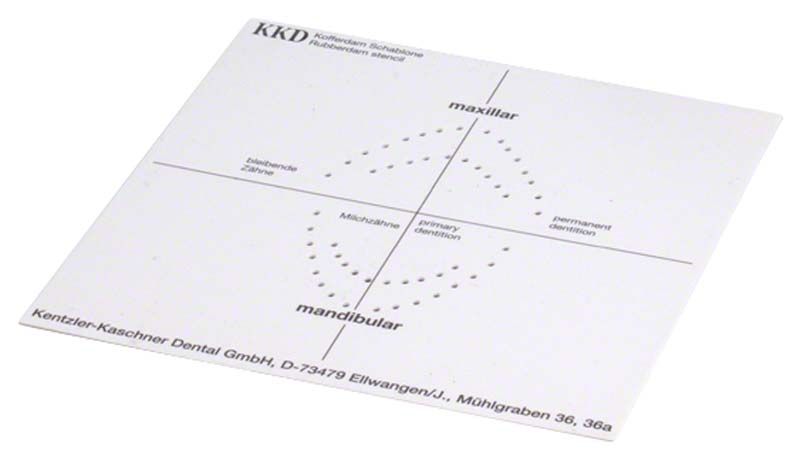 KKD® Lochschablone zur präzisen Markierung von Zahnpositionen auf Kofferdamm.