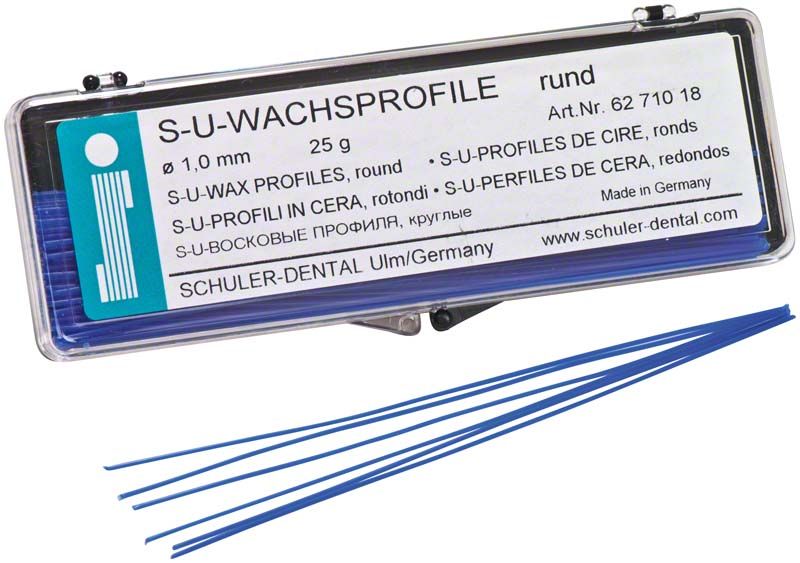 S-U-Wachsprofile rund Ø 1,0mm in transparenter Verpackung.