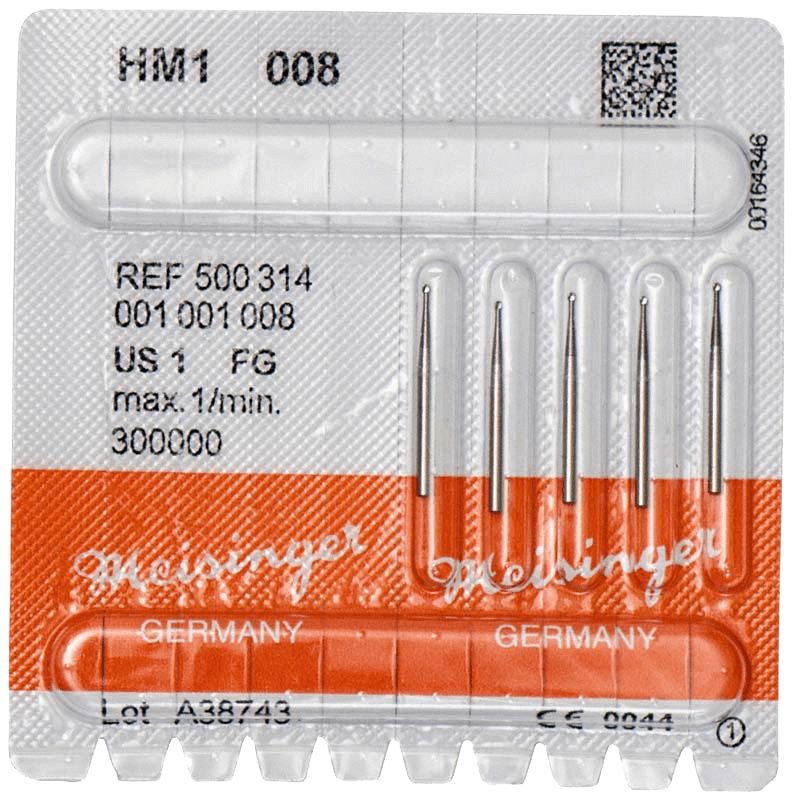 Hartmetallbohrer HM1 008 in Blisterverpackung mit fünf Bohrern.